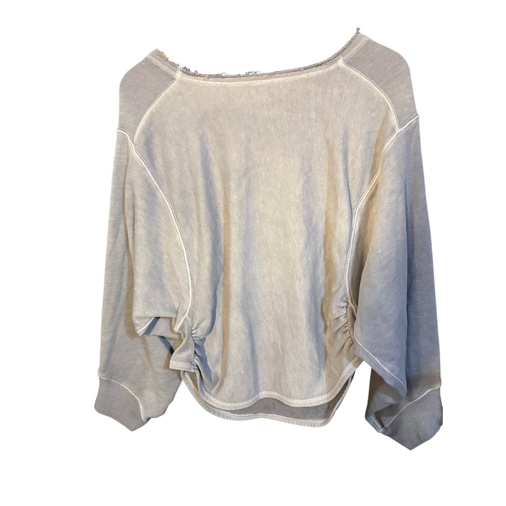 FP Movement Free People Blue Grey Raw Edge Scoop Neck Sweatshirt Large - Picture 2 of 5